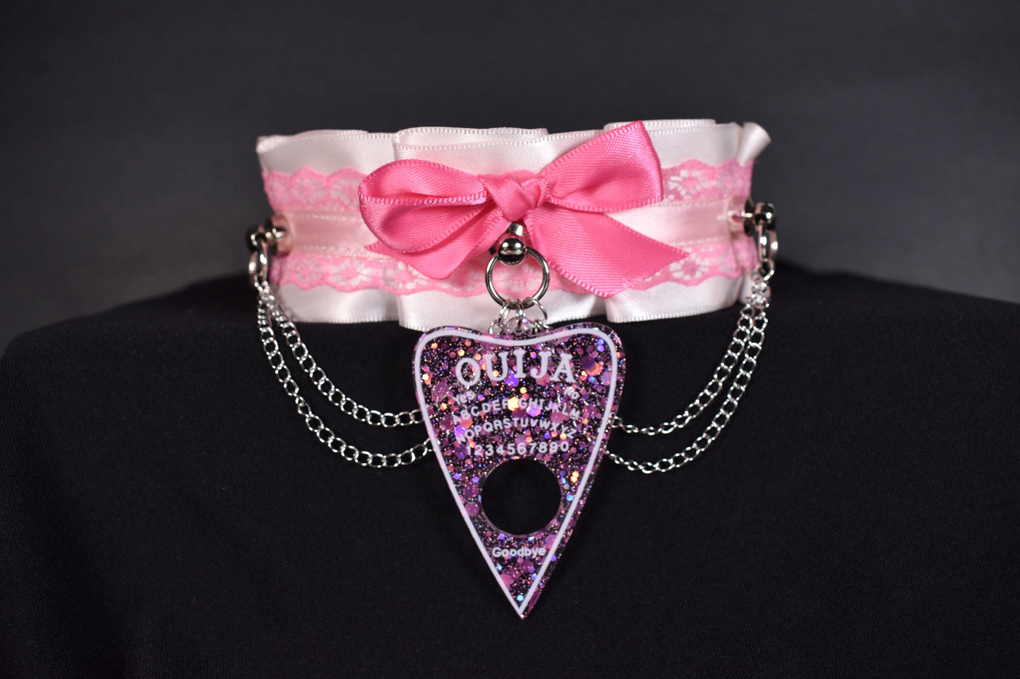 Made to your size / Hot Pink ouija choker / goth / emo / kitten play / alt fashion / bdsm / pet play necklace / kawaii fashion