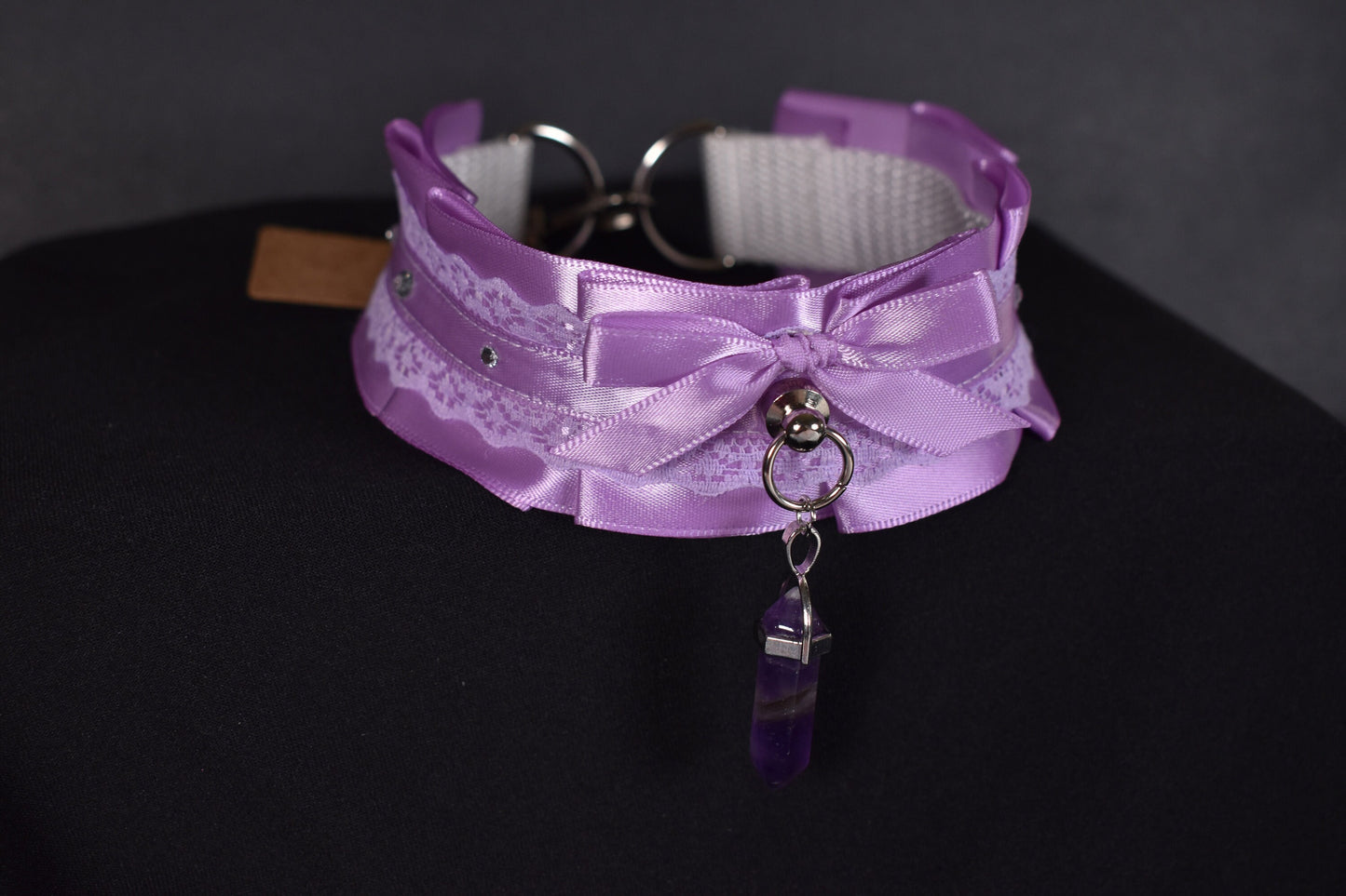 Made to your size / Lavender Amethyst choker / goth / emo / kitten play / alt fashion / bdsm / pet play necklace / kawaii fashion
