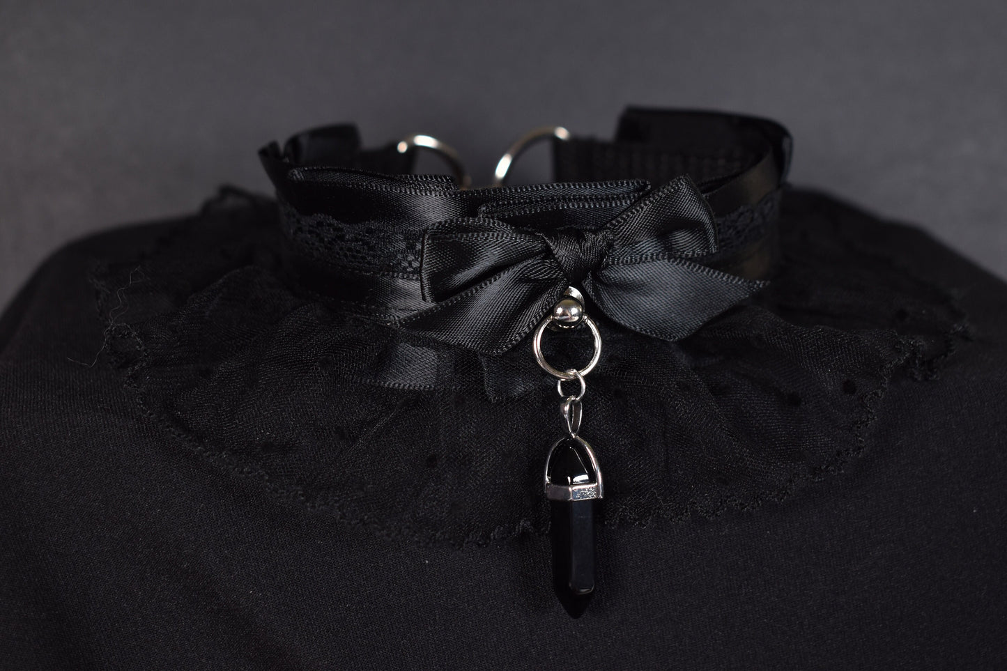 Made to your size / Black large lace choker / goth / emo / kitten play / alt fashion / bdsm / pet play necklace / kawaii fashion