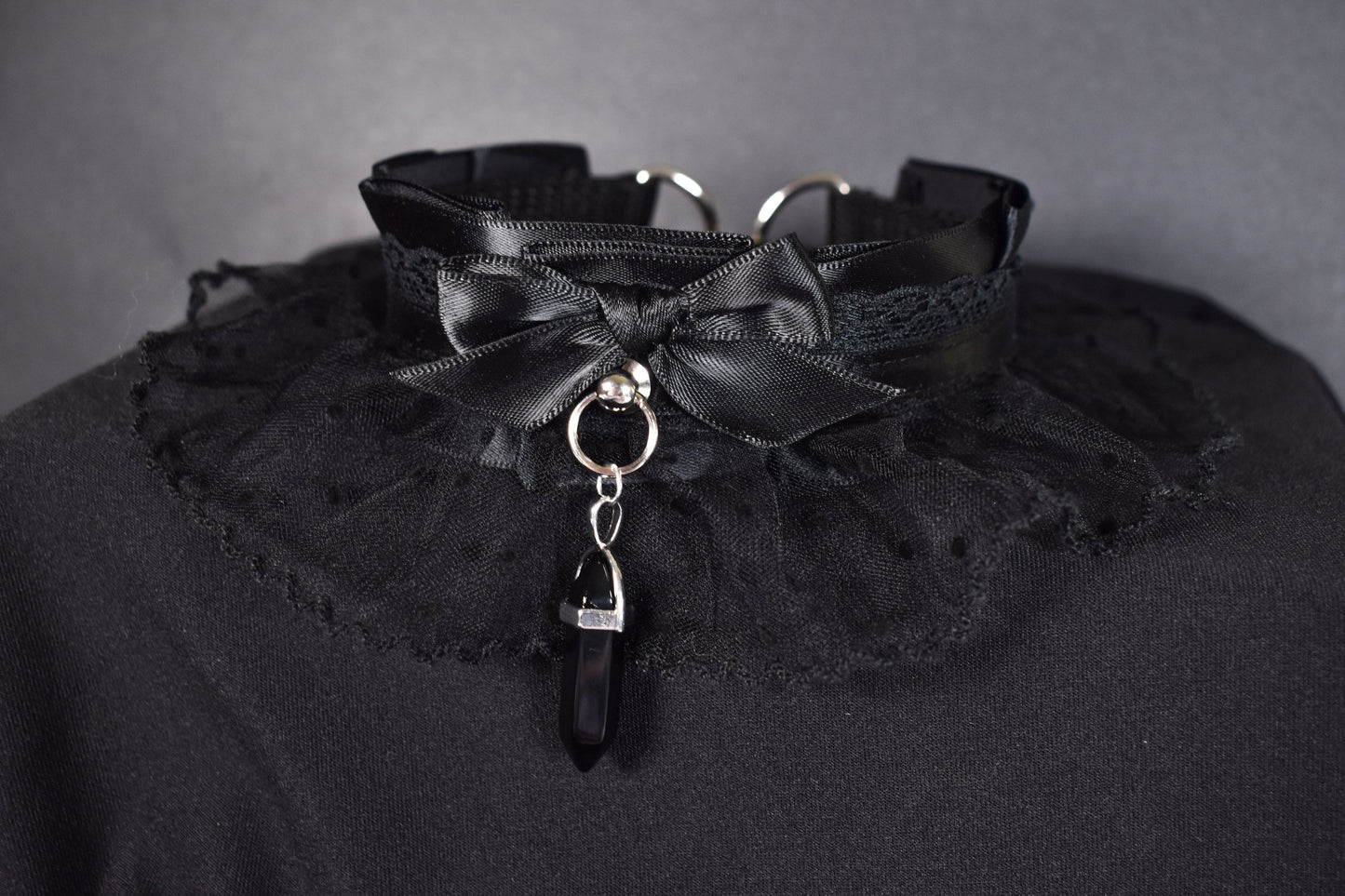 Made to your size / Black large lace choker / goth / emo / kitten play / alt fashion / bdsm / pet play necklace / kawaii fashion