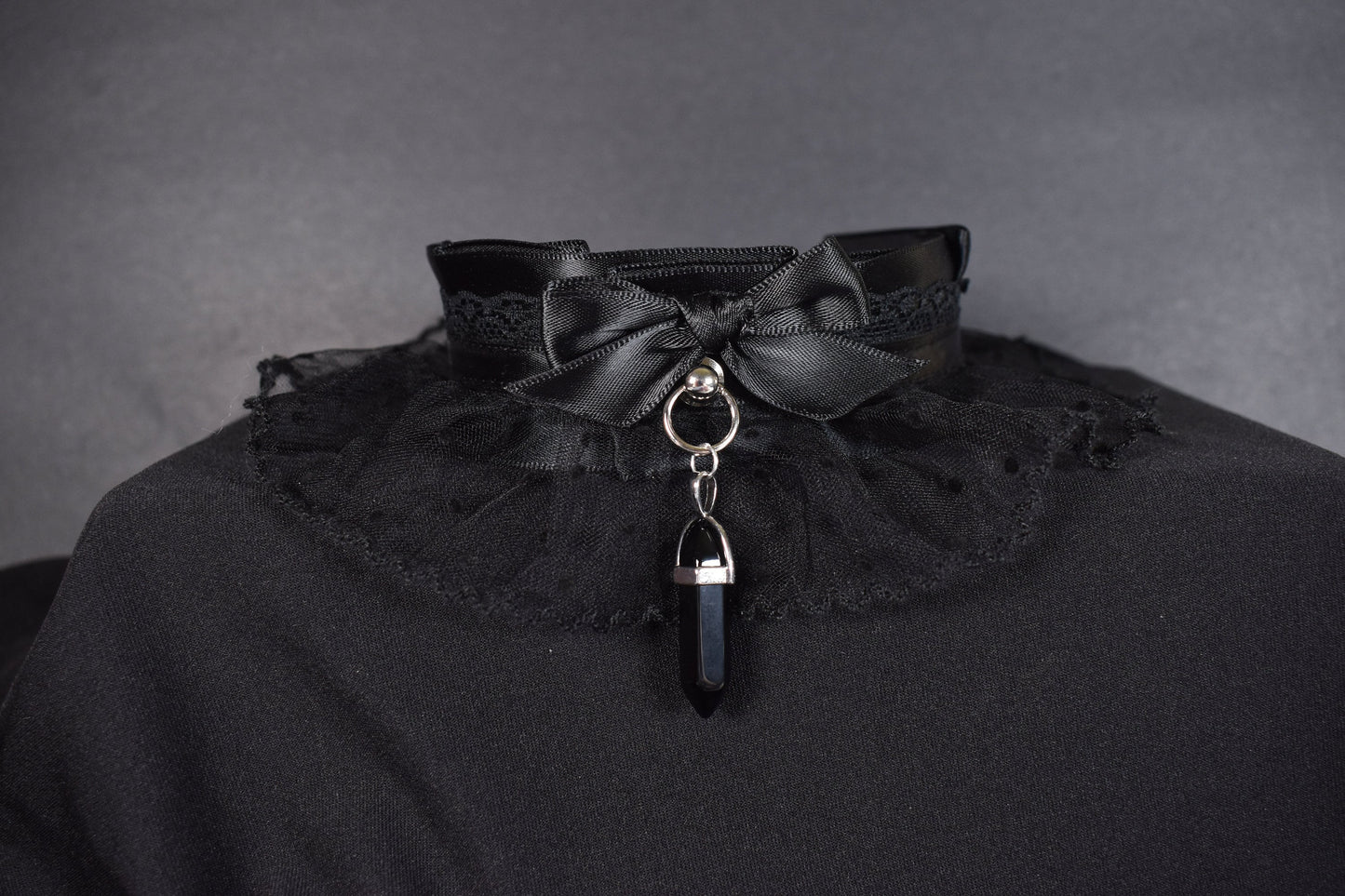 Made to your size / Black large lace choker / goth / emo / kitten play / alt fashion / bdsm / pet play necklace / kawaii fashion